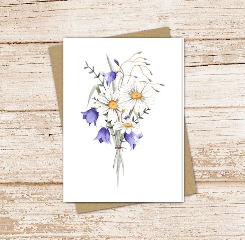 meadow flowers card set . watercolor summer note cards . chamomile daisy bluebell . floral, botanical . blank cards . folded stationery set