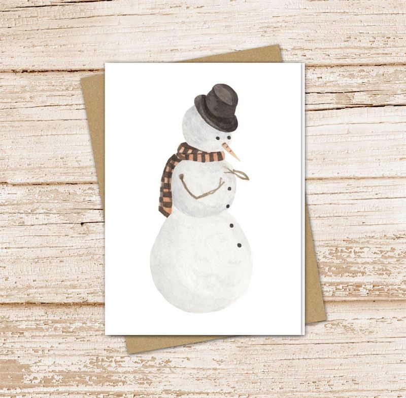 snowman card set .  watercolor snowman note cards . winter . blank note cards . folded stationery . stationary set