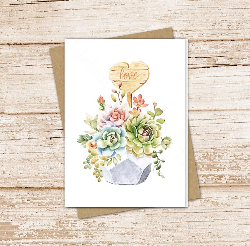 succulent card set . love cards . watercolor succulents note cards . floral, nature . blank note cards . folded stationery stationary set