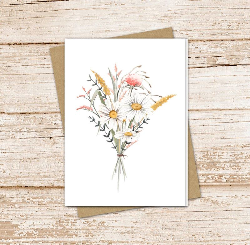 summer meadow flowers card set . watercolor chamomile daisy daisies . note cards floral, botanical . blank cards . folded stationery set