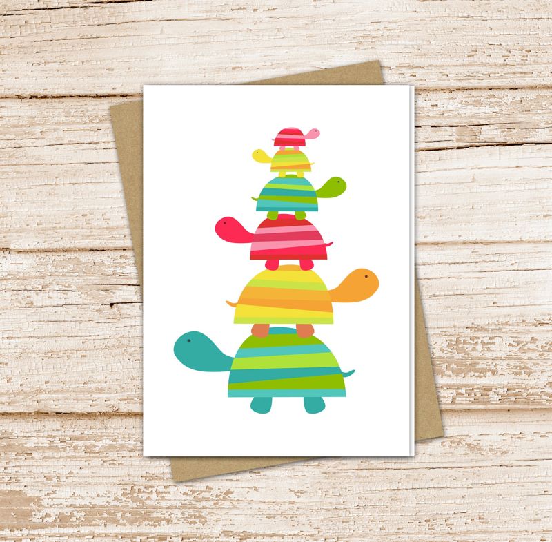 Colorful Turtles Card Set