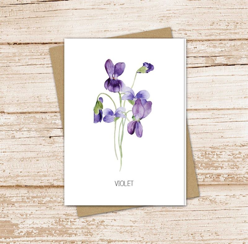 Watercolor Violet Card Set