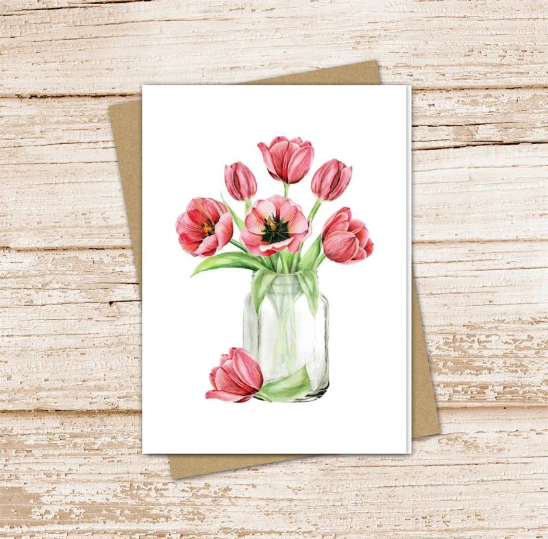 Farmhouse Red Tulips Card Set