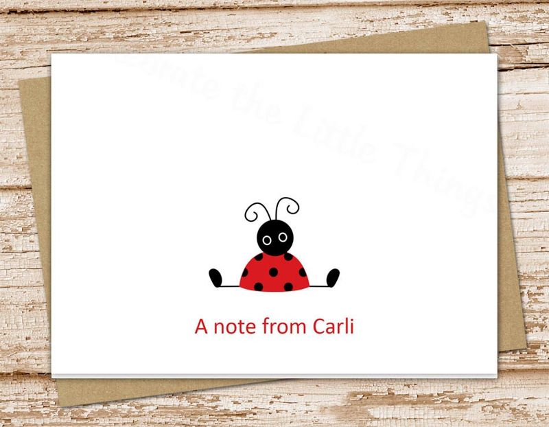 personalized ladybug stationery set . red ladybug notepad + note card set . notecards note pad . girls stationary set gift set