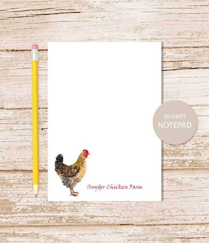 personalized notepad . CHICKEN notepad . watercolor chickens note pad . farm . personalized stationery stationary