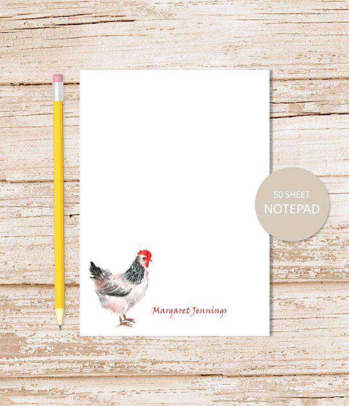 personalized notepad . CHICKEN notepad . watercolor chickens note pad . farm . personalized stationery stationary