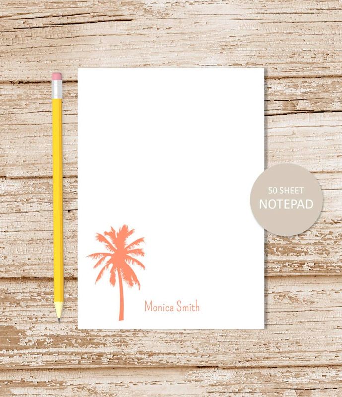 personalized notepad . PALM TREE . notepad . tropical note pad . personalized stationery . summer stationary . beach notepad