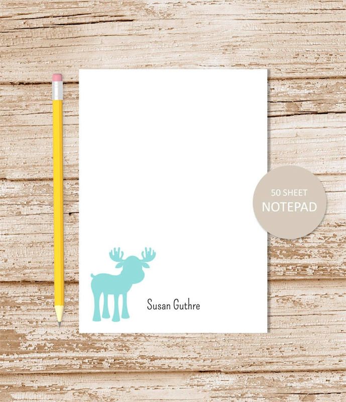 personalized notepad . MOOSE . note pad . custom stationery . personalized stationary . woodland moose silhouette . animal notepad