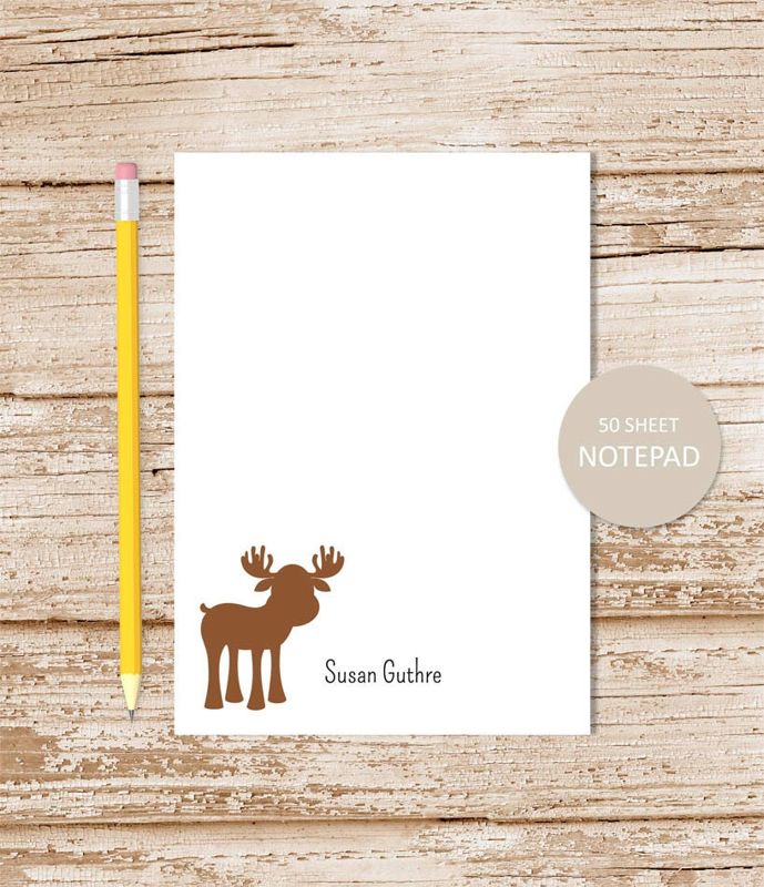 personalized notepad . MOOSE . note pad . custom stationery . personalized stationary . woodland moose silhouette . animal notepad