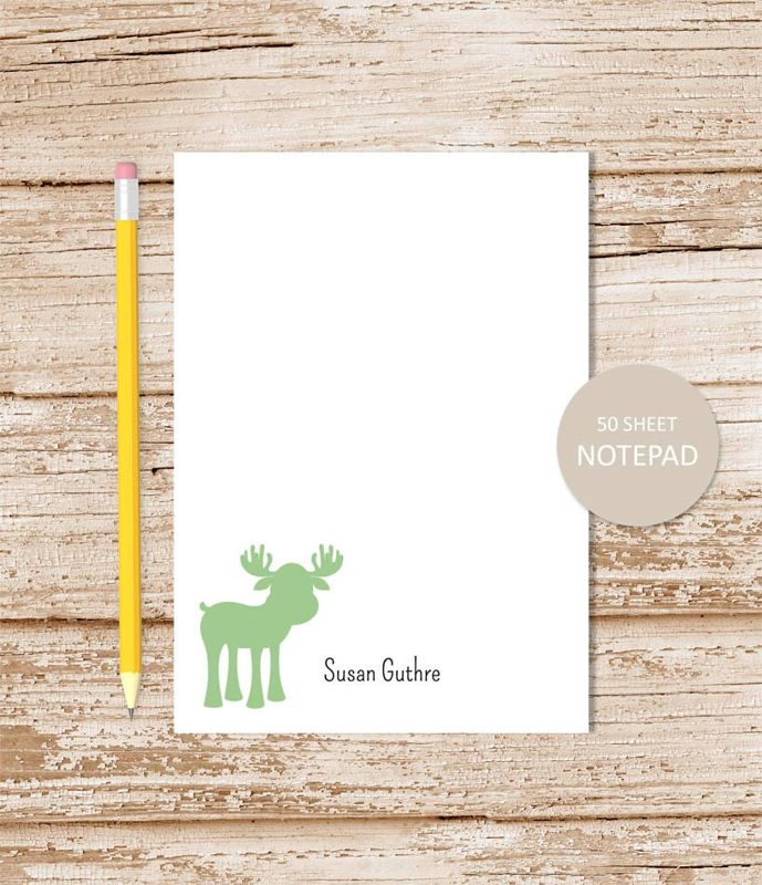 personalized notepad . MOOSE . note pad . custom stationery . personalized stationary . woodland moose silhouette . animal notepad