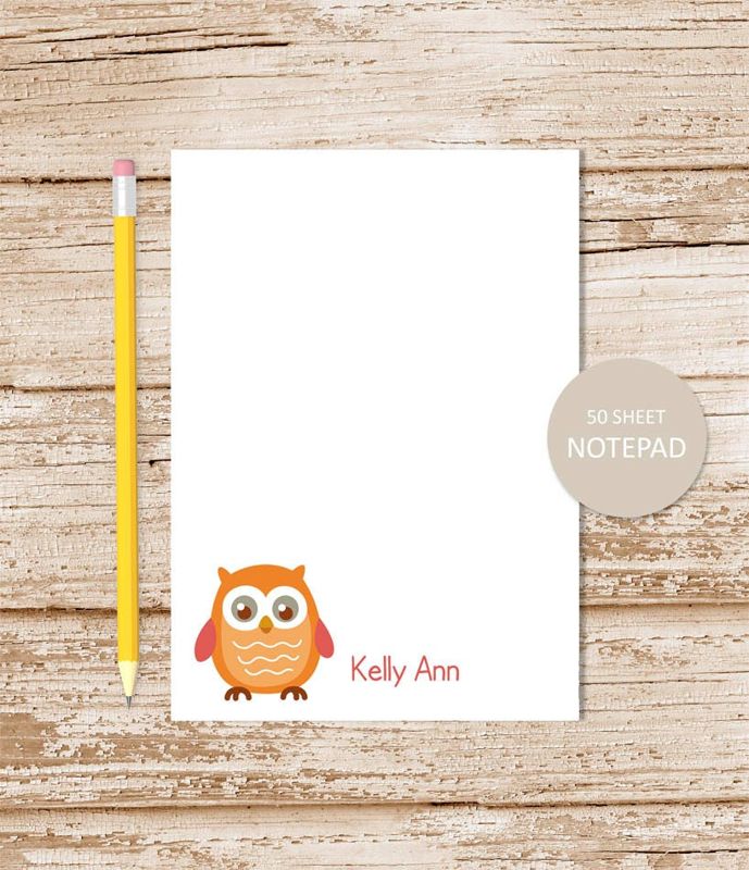 personalized notepad . OWL . note pad . personalized stationery . owls stationary . whimsical bird owls