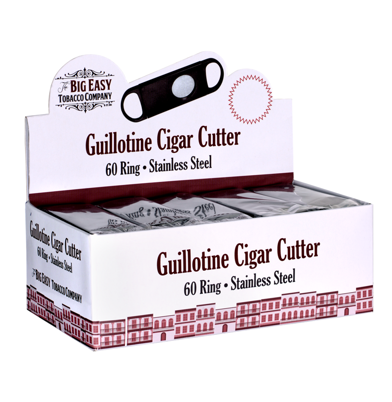 The Big Easy Tobacco Co® Cigar Cutter, Single blade, 60 Ring Black DISPLAY BOX