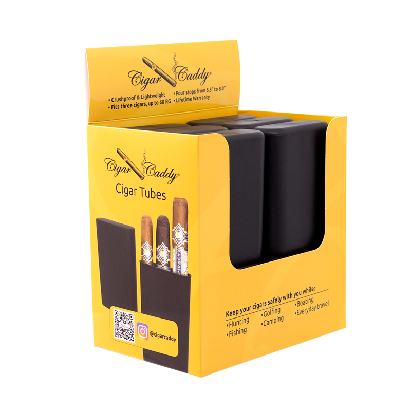 Cigar Caddy® Cigar Tube Display, 3 ct, 6 Qty Black