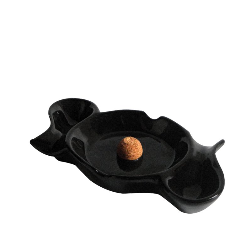 Ceramic Pipe Ashtray Black 2 DOUBLE RACK - ACROSS