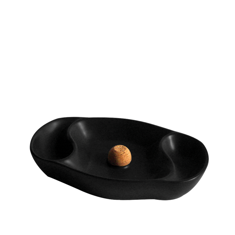 Ceramic Pipe Ashtray Black 2 DOUBLE RACK - ACROSS