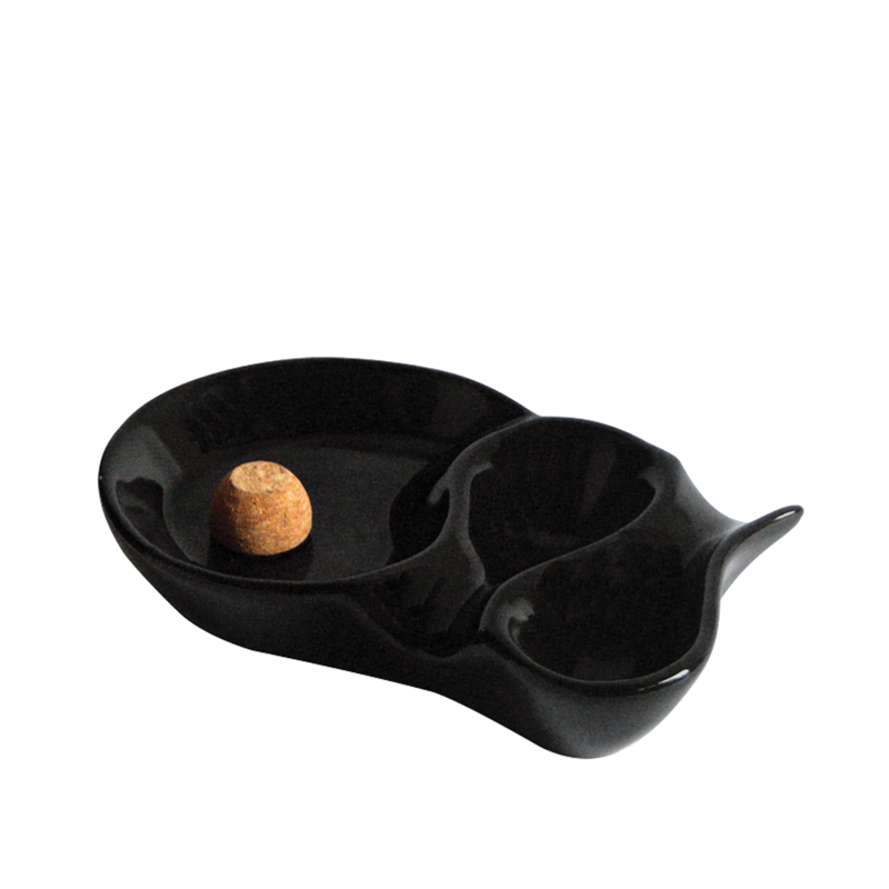 Ceramic Pipe Ashtray Black 2 DOUBLE RACK - ACROSS