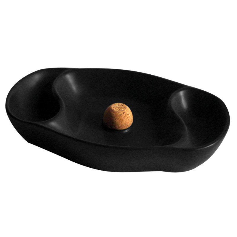 Ceramic Pipe Ashtray Black 2 DOUBLE RACK - ACROSS