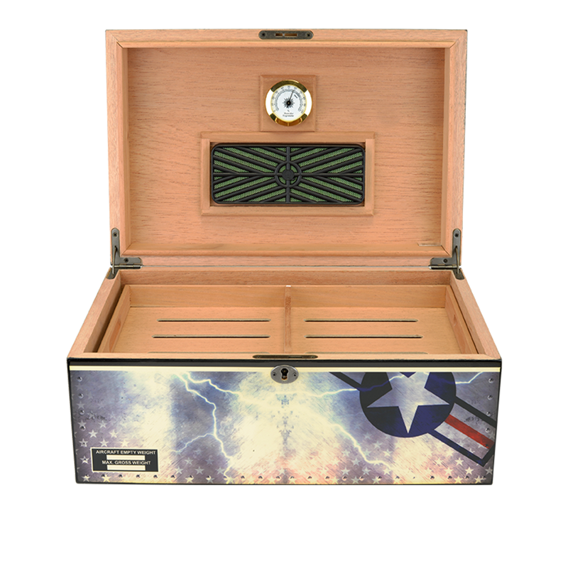 Large Desktop Humidors by Humidor Supreme Airforce Print LARGE HUMIDOR (75CT+)