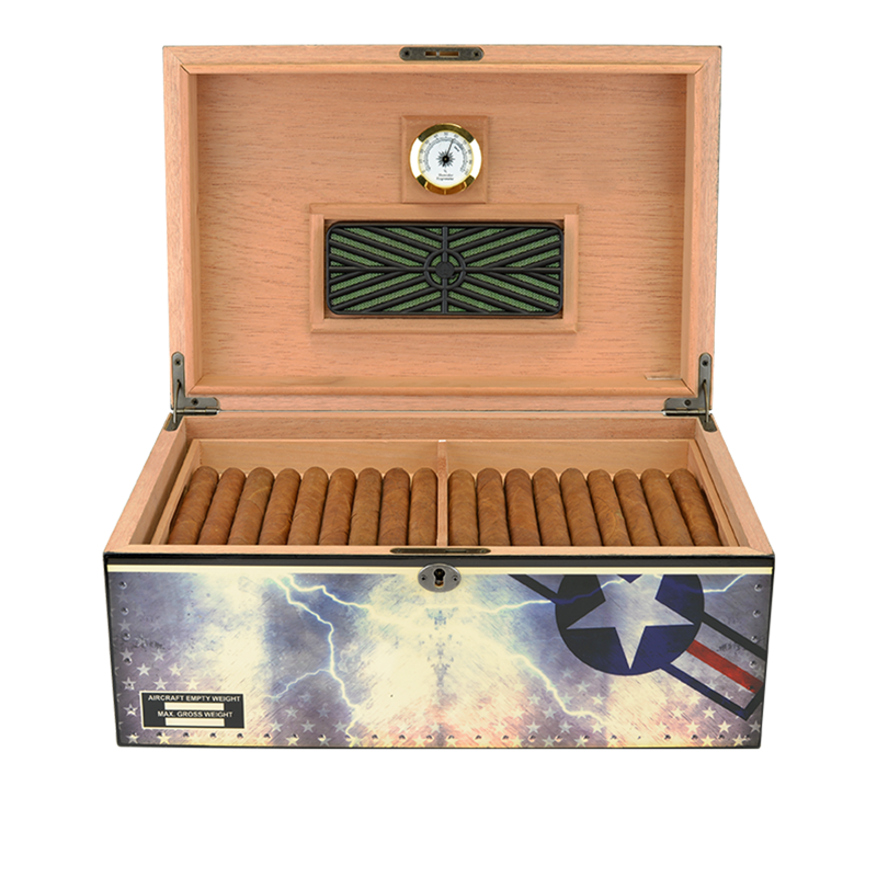 Large Desktop Humidors by Humidor Supreme Airforce Print LARGE HUMIDOR (75CT+)