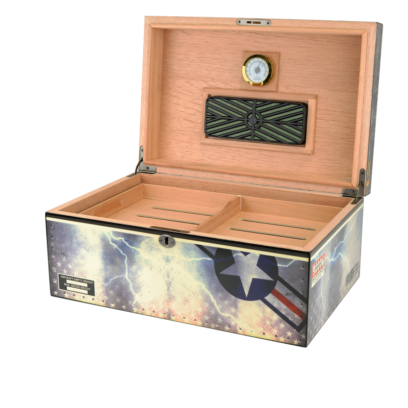 Large Desktop Humidors by Humidor Supreme Airforce Print LARGE HUMIDOR (75CT+)