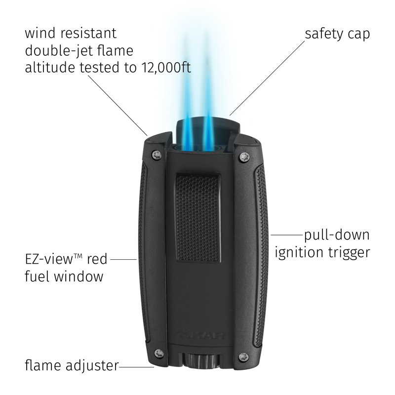 XIKAR® Turismo Lighter MATTE BLACK DOUBLE