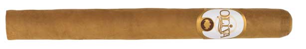 Oliva Connecticut Reserve 6.5 x 44 lonsdale cigar with white-and-gold band on white background