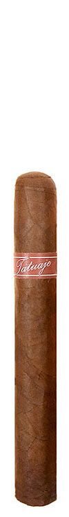 Single Tatuaje cigar with red Tatuaje band on white background.