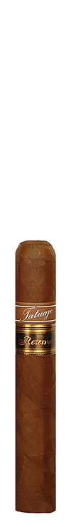 Single Tatuaje cigar with brown wrapper and gold 'Reserva' band on a white background.