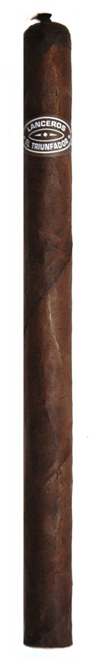 El Triunfador lancero cigar on white background with oval 'Lanceros El Triunfador' band.