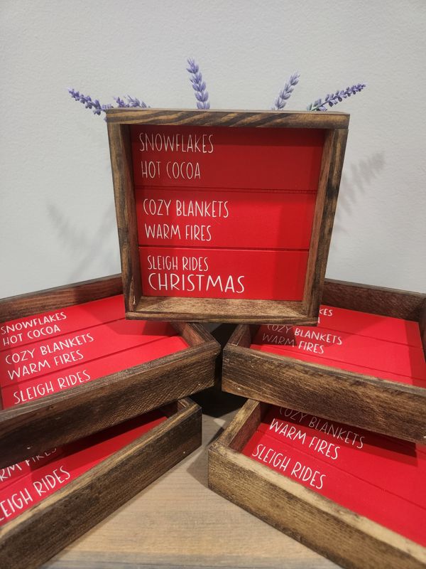 SNOWFLAKES HOT COCOA ETC 6X6 SHIPLAP SIGN