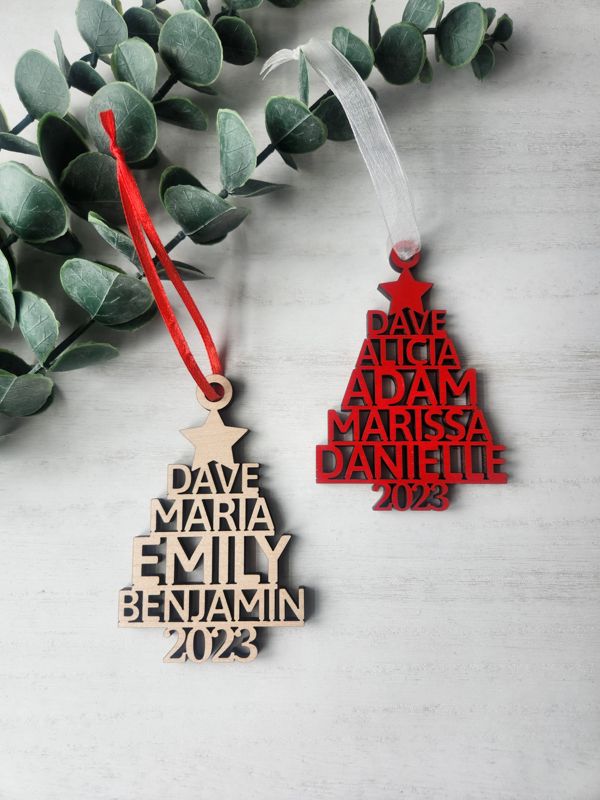 Christmas Tree Family Names Ornament