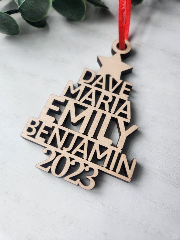 Christmas Tree Family Names Ornament