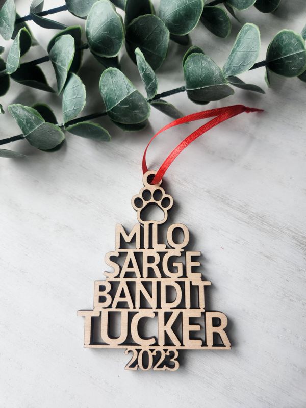 Christmas Tree Pet Names Ornament