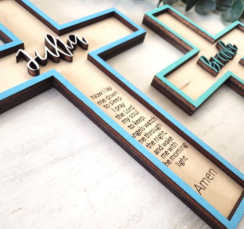 Now I Lay Me Down To Sleep Cross Sign - Nursery/Baptism/Newborn/Children