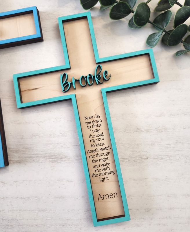 Now I Lay Me Down To Sleep Cross Sign - Nursery/Baptism/Newborn/Children