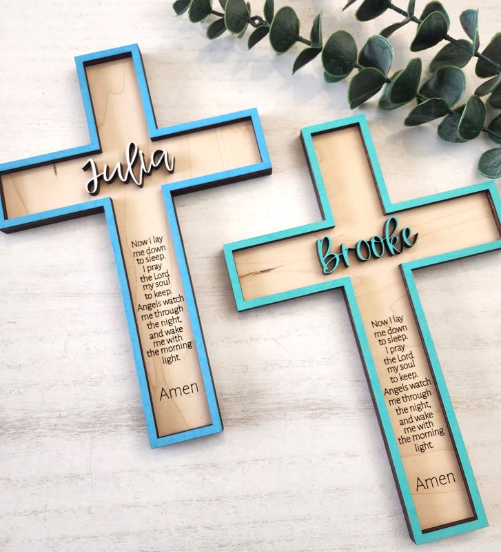 Now I Lay Me Down To Sleep Cross Sign - Nursery/Baptism/Newborn/Children
