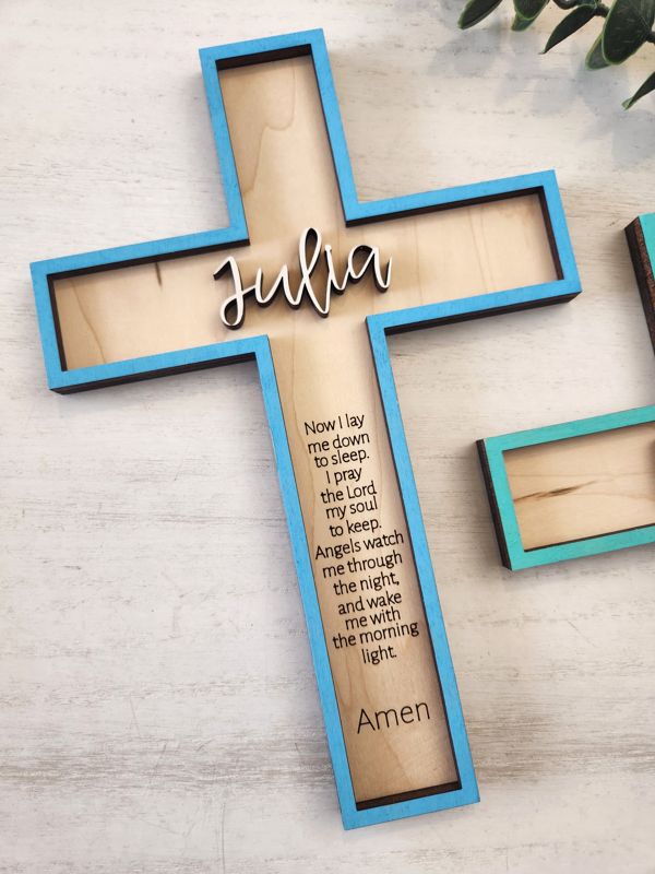 Now I Lay Me Down To Sleep Cross Sign - Nursery/Baptism/Newborn/Children