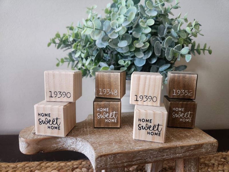 Mini Double Sided Blocks - Zip Code/Home Sweet Home