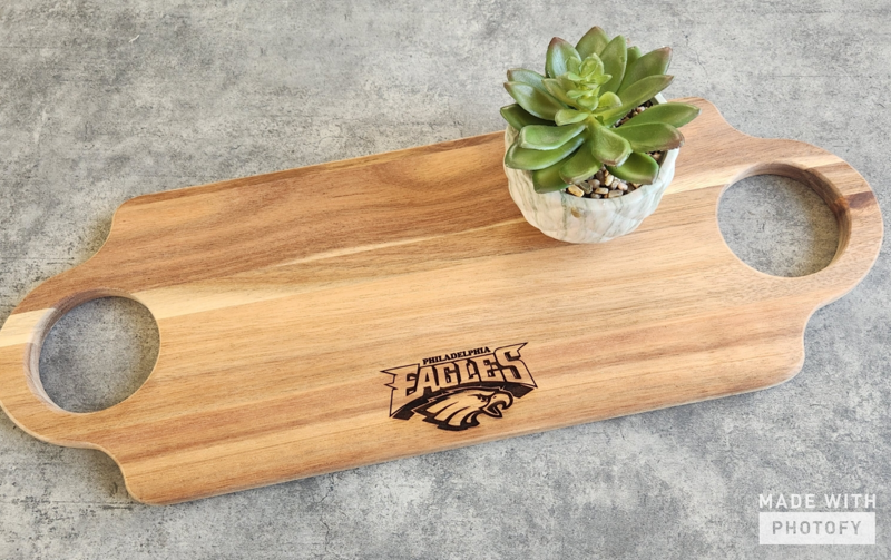 Two Handle Cutting Board/Serving Tray - Eagles Logo