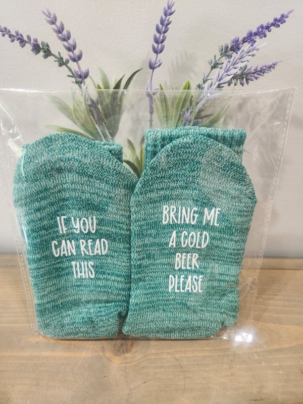ADULT FUN SOCKS - BRING ME A BEER - GREEN