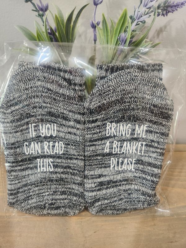 ADULT FUN SOCKS - BLANKET - BLACK