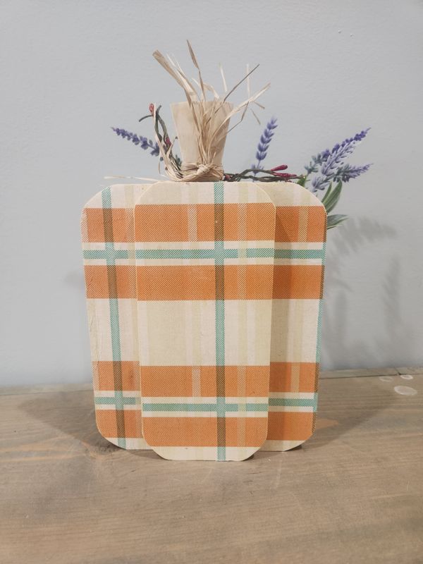LARGE PUMPKIN WITH ORANGE AND GREEN STRIPE DESIGN