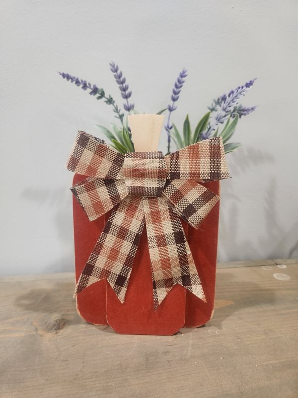 SMALL PUMPKIN WITH CHECKERED BOW