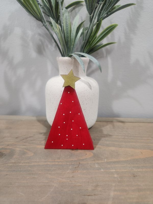 MINI WOOD TREE - RED WITH DOTS