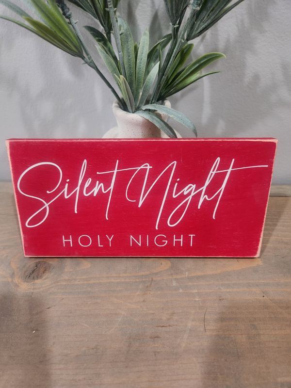 SILENT NIGHT RED SIGN 4X6