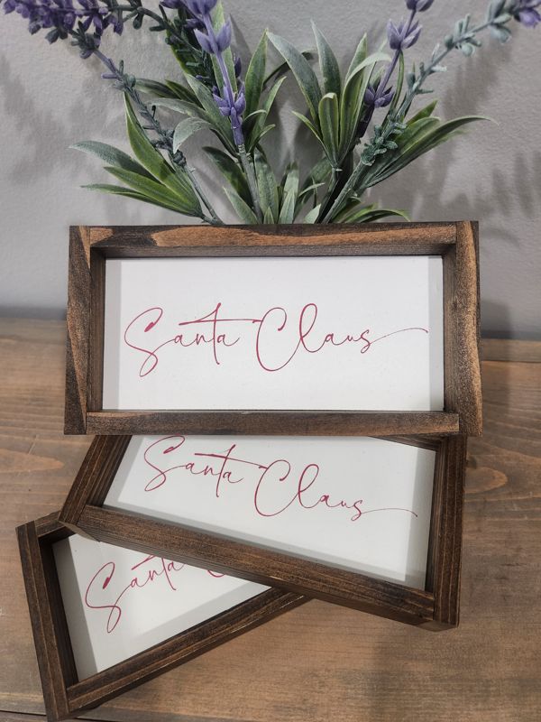 SANTA CLAUS FRAMED SIGN 7X3.5