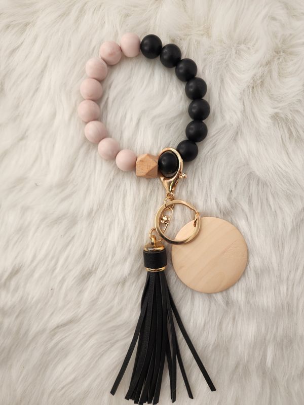 Personalized Wristlet (Marble Pink & Black)