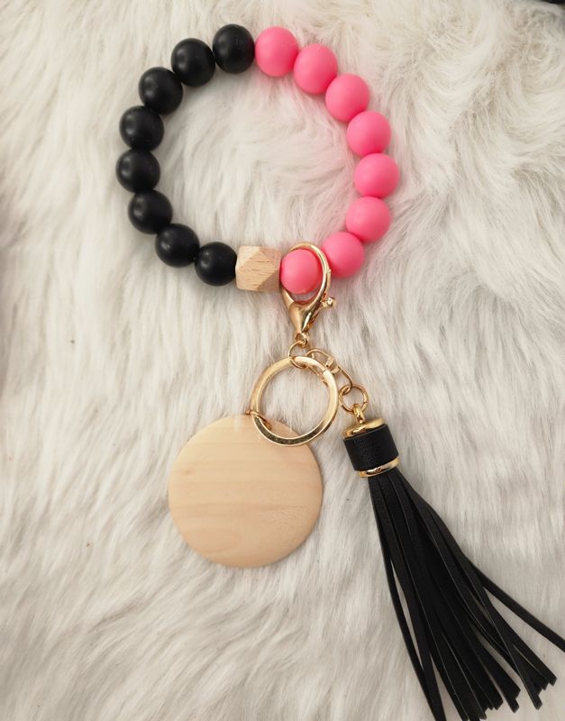 Personalized Wristlet (Magenta & Black)
