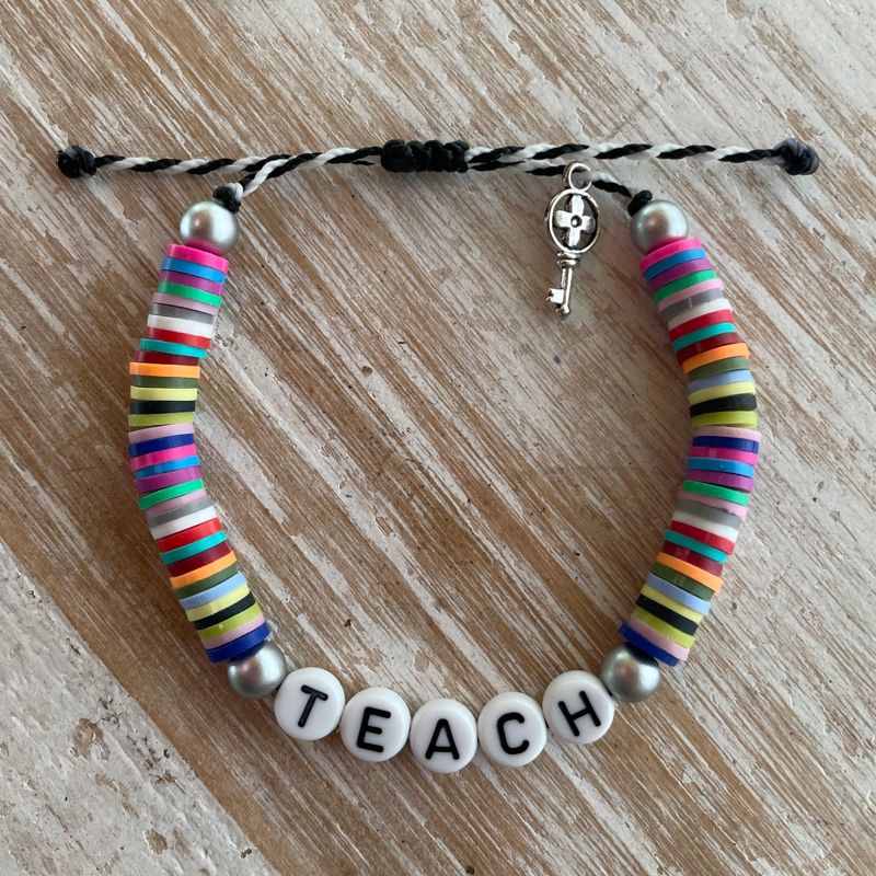 TEACH Beaded Bracelet - White