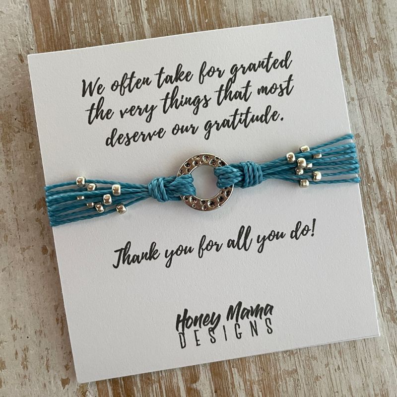 Hammered Circle Thank You Bracelet